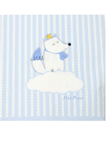 20 papírových ubrousků z bílé a modré lišky 33 x 33 cm malý princ