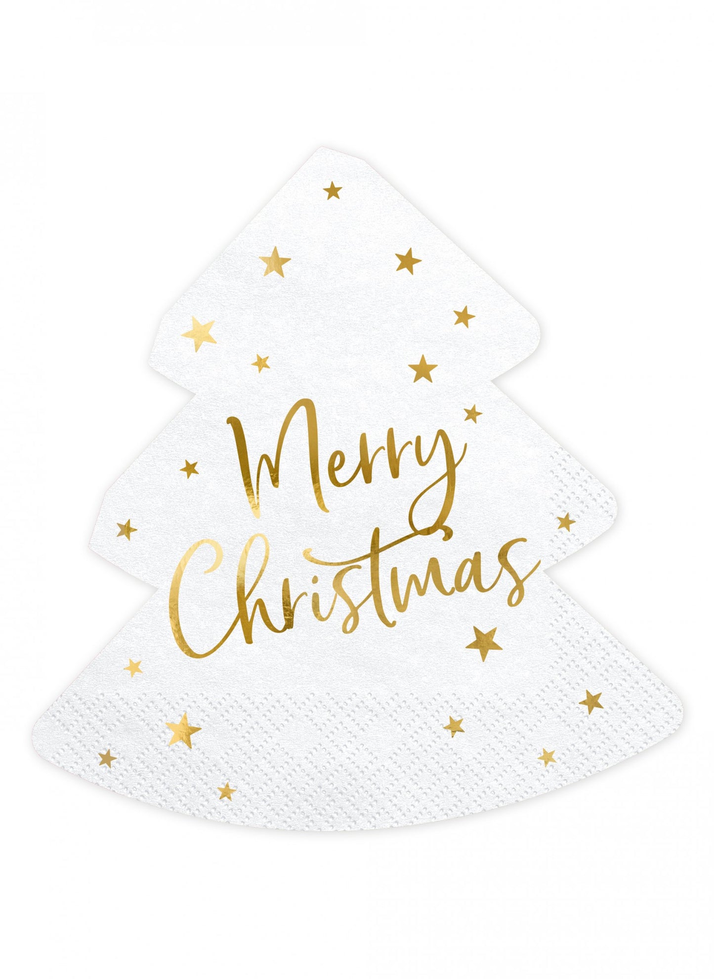 20 bílých a zlatých papírových ubrousků Veselé Vánoce 16.5 cm dekorativní