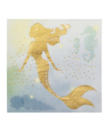 Détail du motif des serviettes en papier sirène