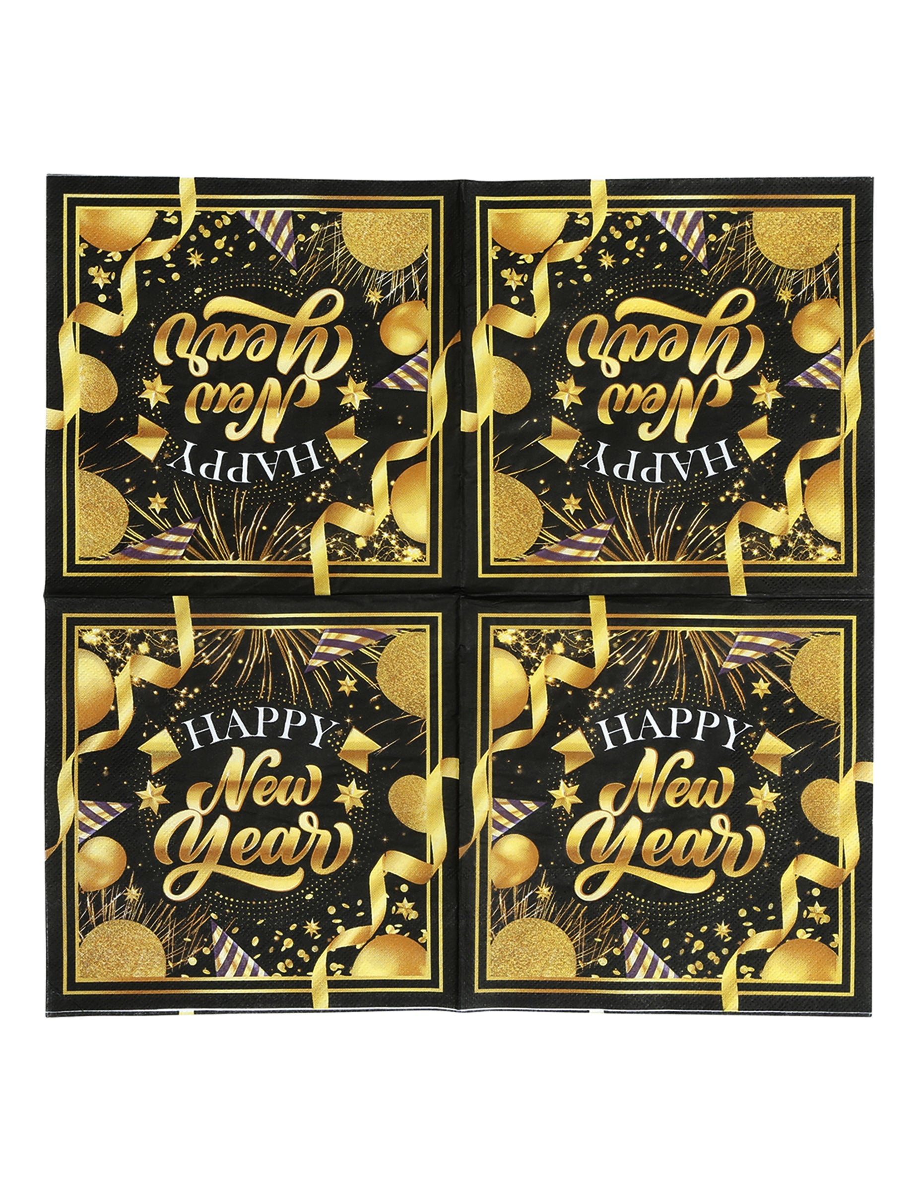 Vue de l'imprimé complet des serviettes en papier Happy new year