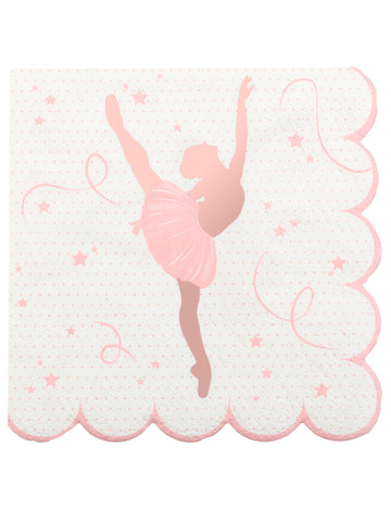 20 balerínských papírových ubrousků 25 x 25 cm vroubkované růžové zlato