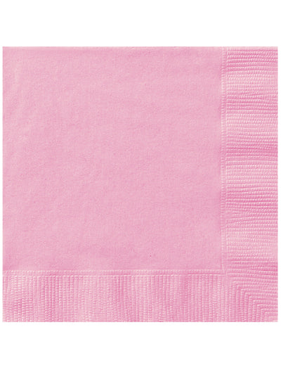Serviettes en papier unies pour fête rose clair effet pastel