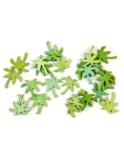 Confettis de table forme palmier pour décoration vert en bois