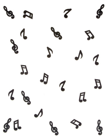 24 černých dřevěných hudebních not jako stolní konfety 