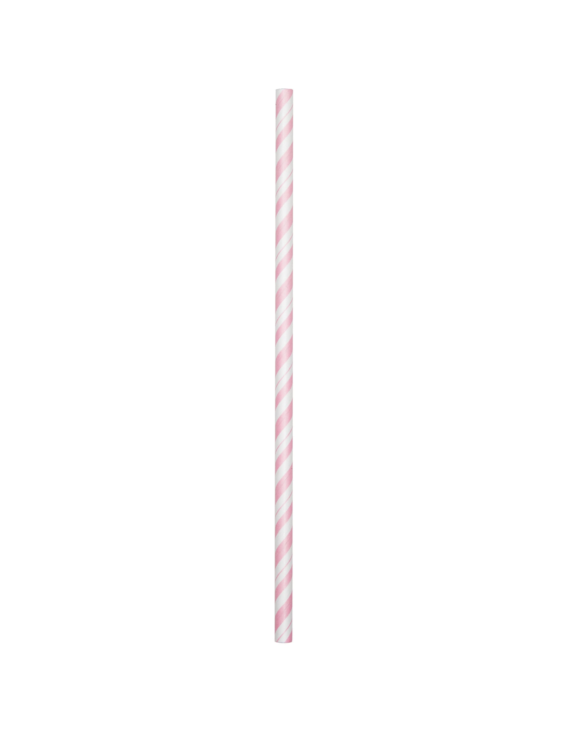 Paille en carton à rayures pour fête rose pâle flexible