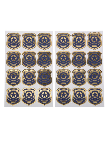 24 Polizeiabzeichenaufkleber in Marineblau und Gold, 4 cm