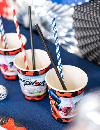 25 černých papírových brček 20 cm na koktejly