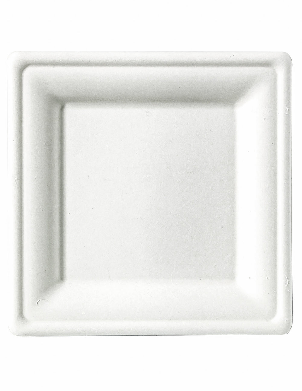 Petites assiettes carrées fibre de canne blanches compostables