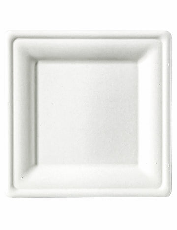 25 malých čtvercových plátů z třtinových vláken 15 x 15 cm bílé kompostovatelné