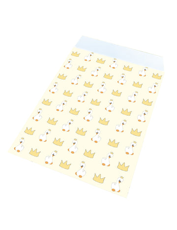 25 papírových dárkových tašek labutě 17 x 13 cm korunovaná žlutá