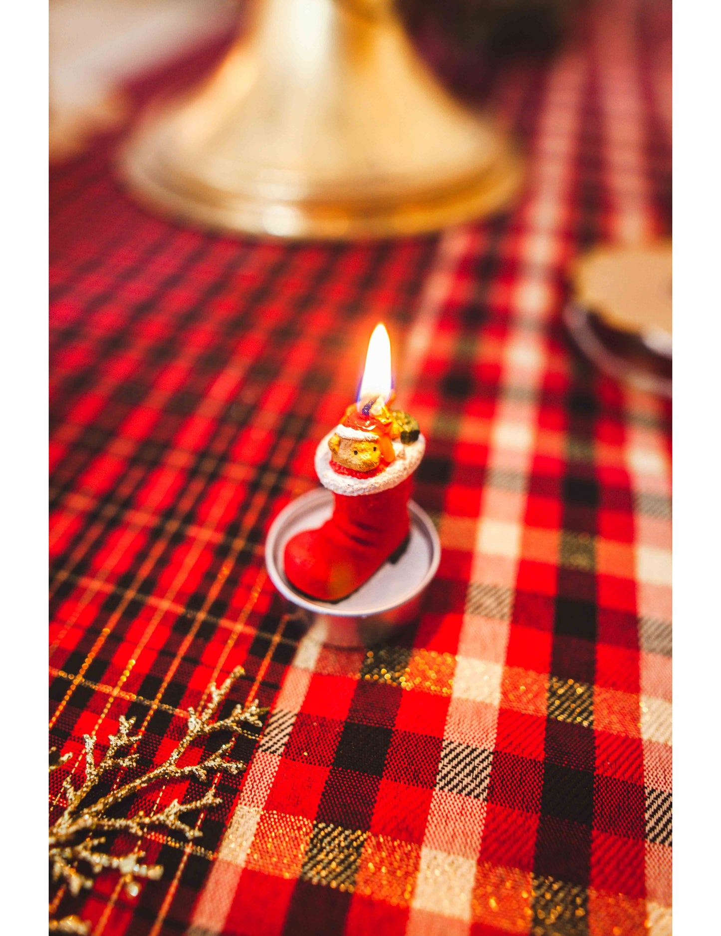 3 svíčky do bot Santa Claus s medvídkem 5,5 x 3,5 cm