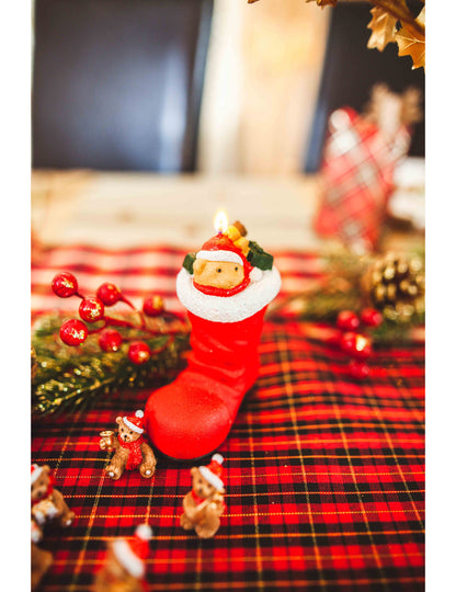 3 svíčky do bot Santa Claus s medvídkem 5,5 x 3,5 cm