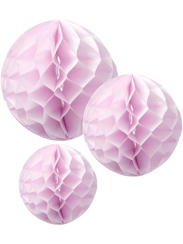 3 růžové voštinové papírové koule 15, 20 a 25 cm 