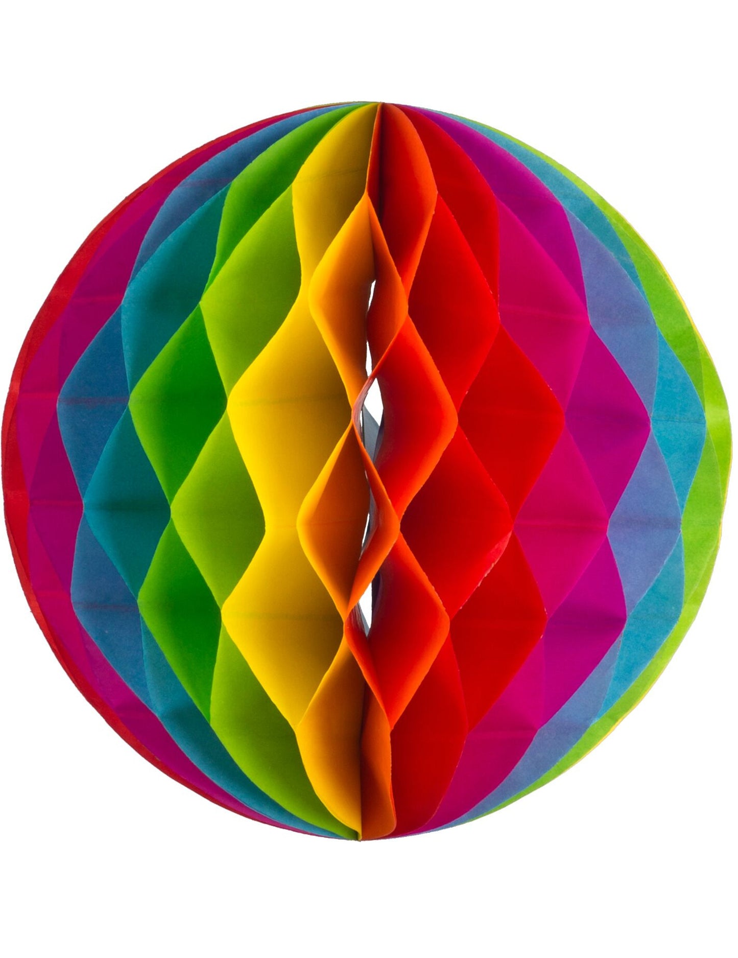 Boule en papier alvéolée arc-en-ciel pour décoration multicolore à suspendre