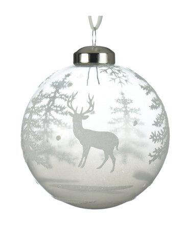 3 průhledné skleněné koule se zasněženými vzory 8 cm pro jedle
