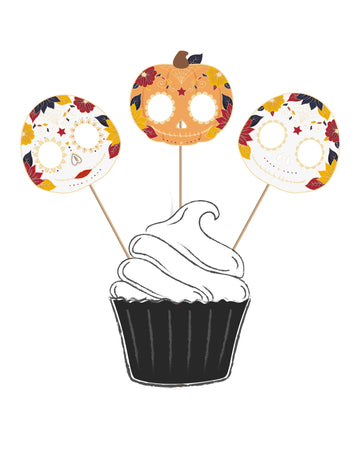 3 dřevěné torty na dorty Dia de los Muertos 20 cm calaveras a dýně