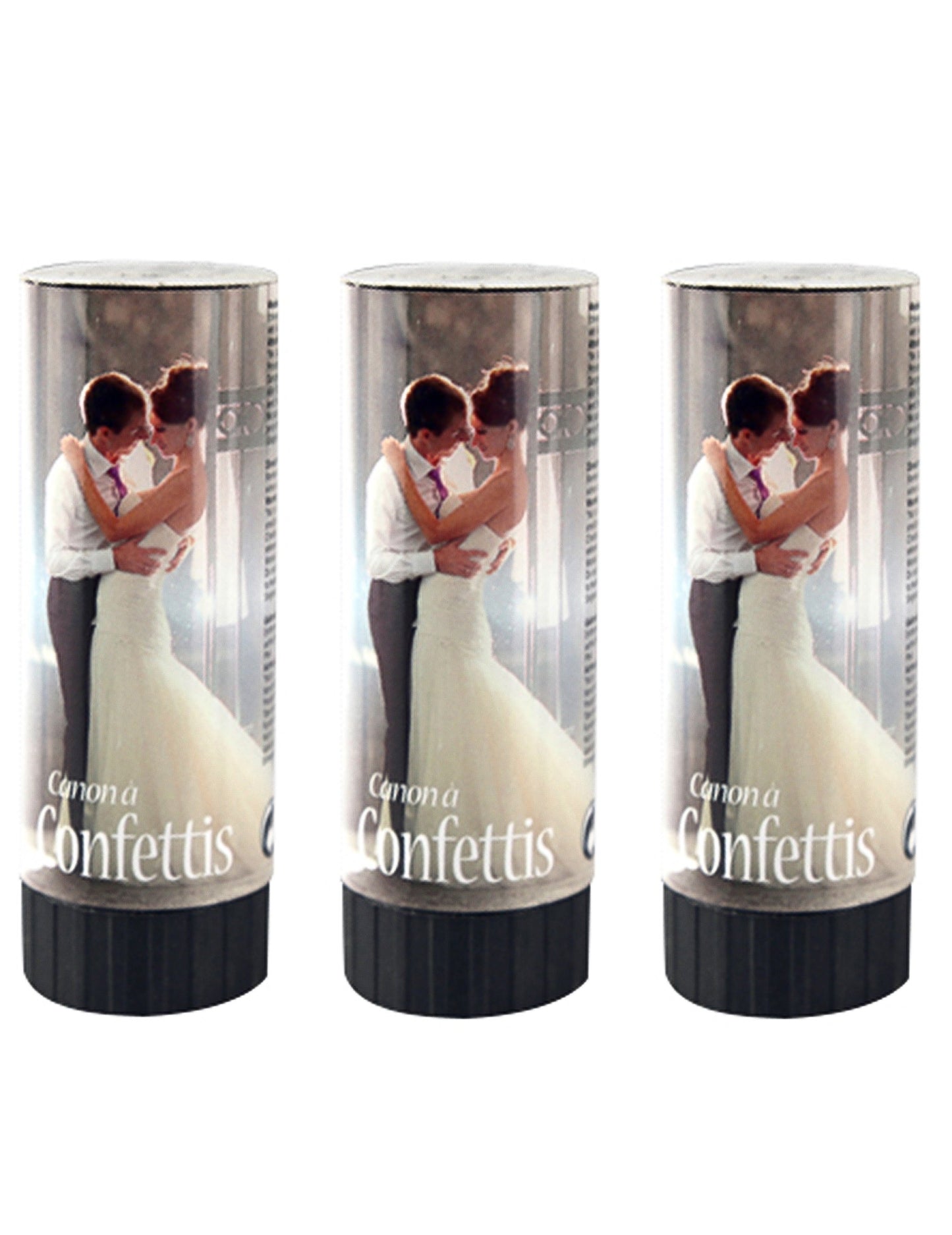 3 canons à confettis de mariage blancs