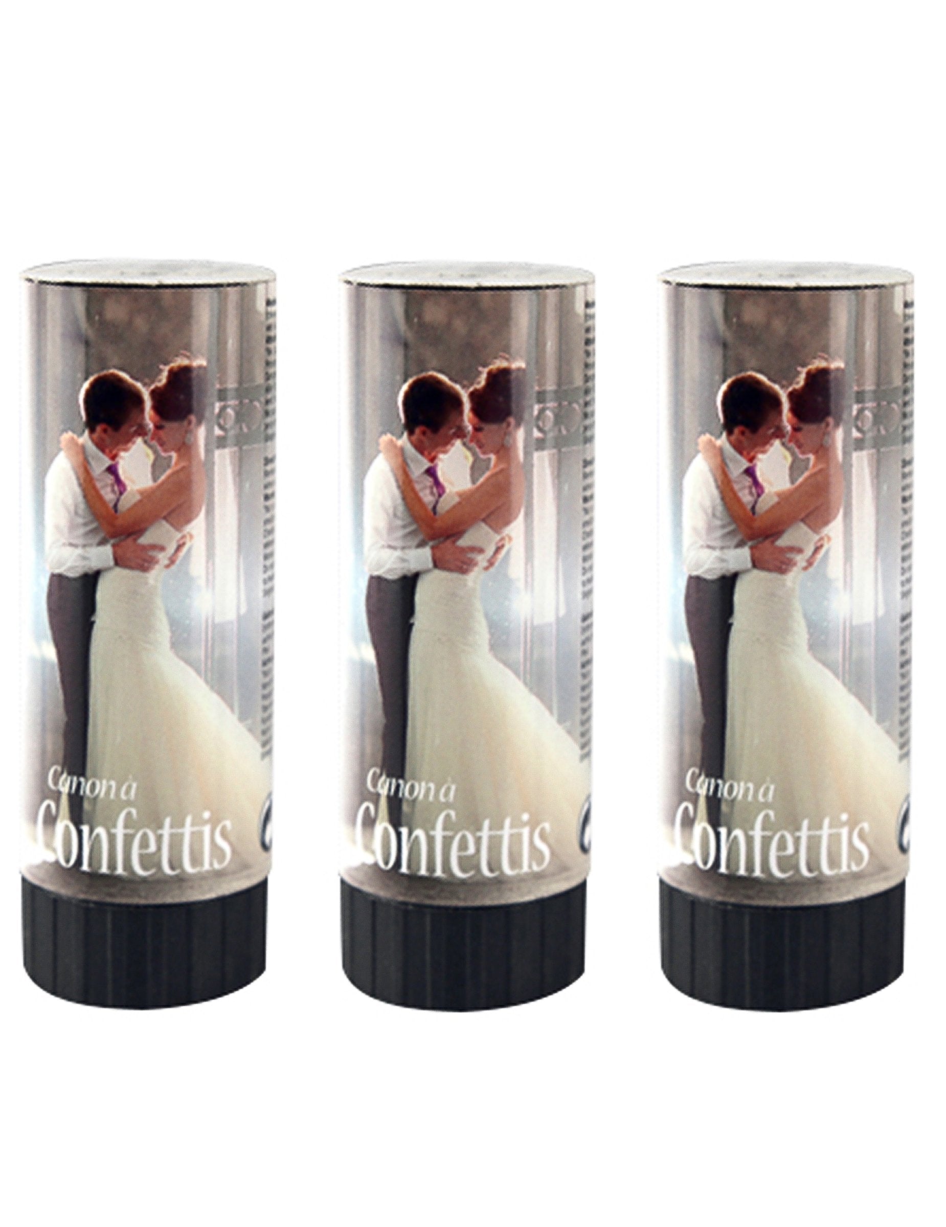 3 canons à confettis de mariage blancs