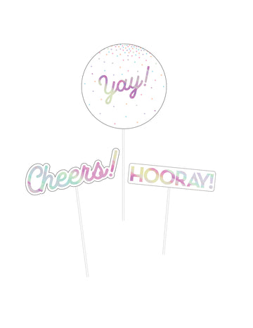 3 duhové středové díly datel 35,6 x 12,7 cm narozeninová výzdoba