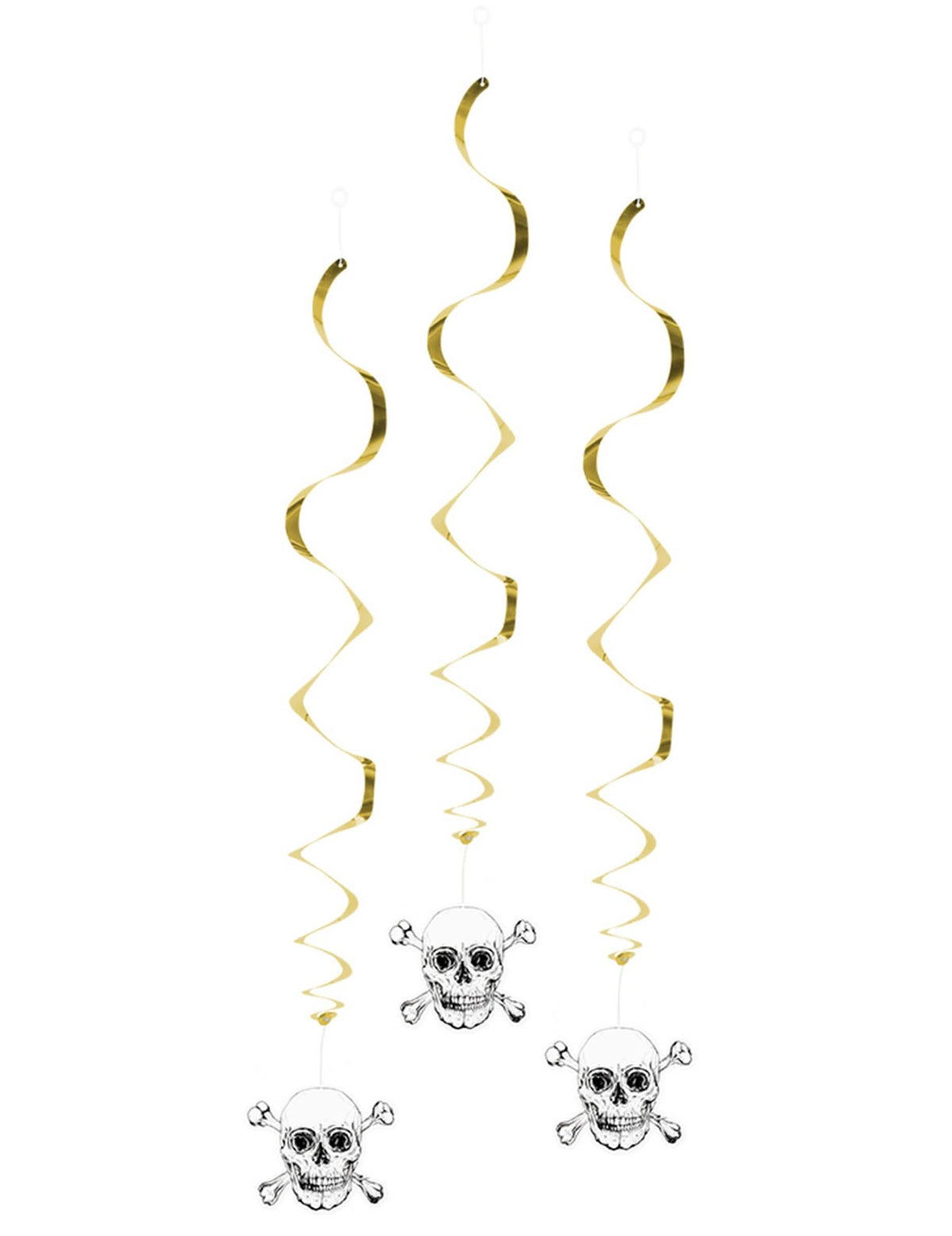 Décorations à suspendre Pirate Jolly Roger pour fête dorées avec spirales et têtes de mort