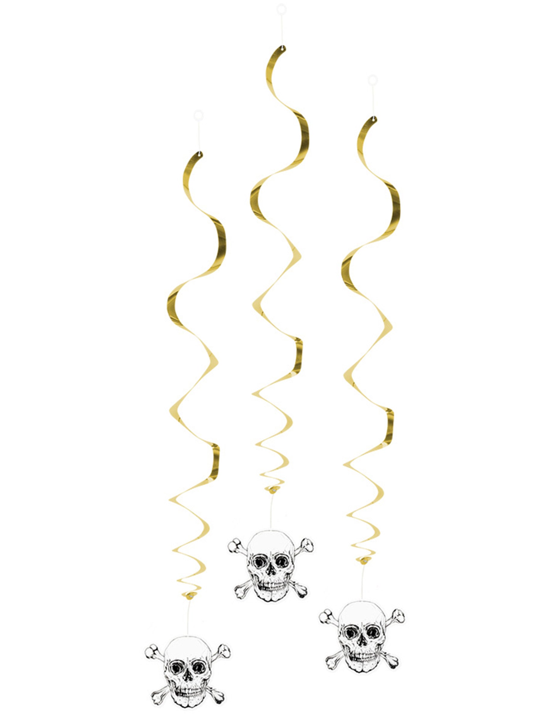 Décorations à suspendre Pirate Jolly Roger pour fête dorées avec spirales et têtes de mort