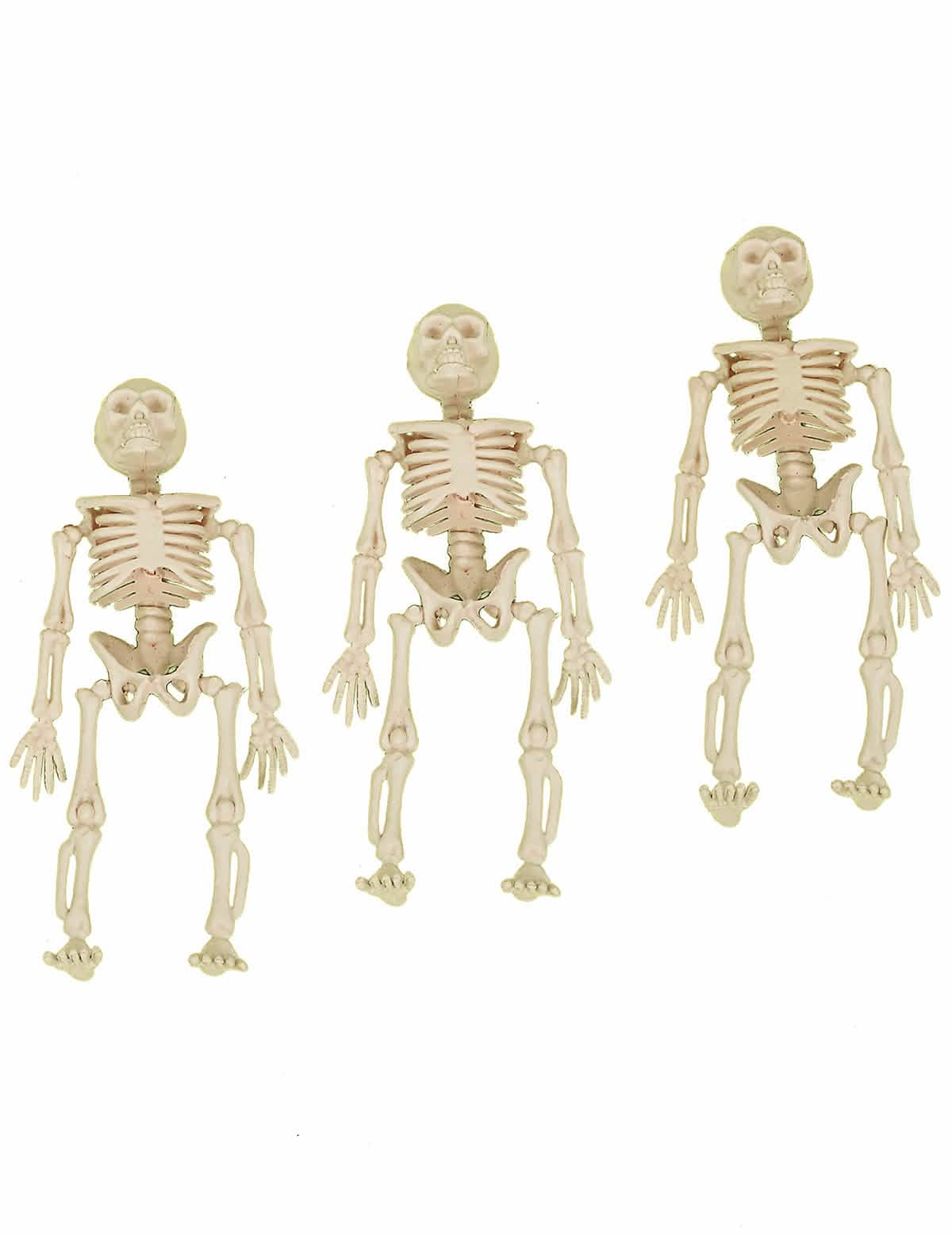 Sada 3 dekorací kostlivců na halloween béžová