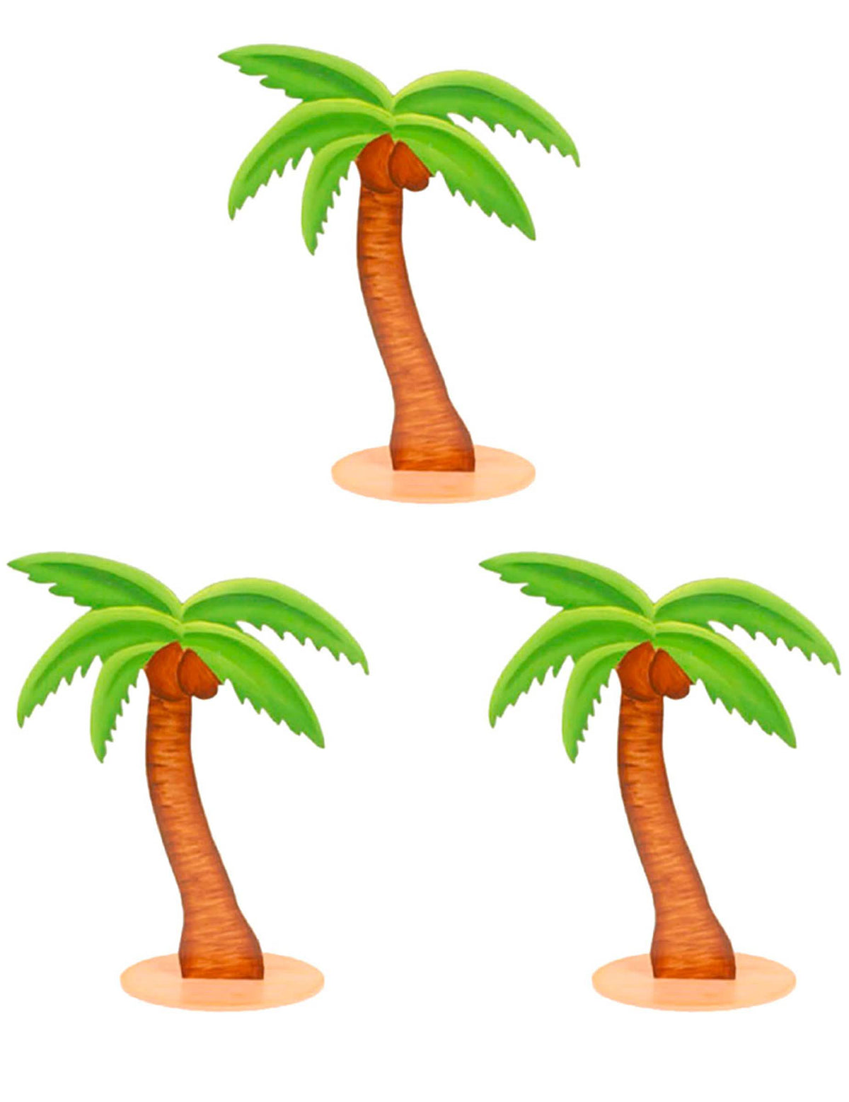 3 dřevěné dekorace palmy na havajskou párty hnědá a zelená