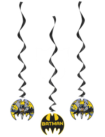 3 závěsné spirálové dekorace s Batmanem