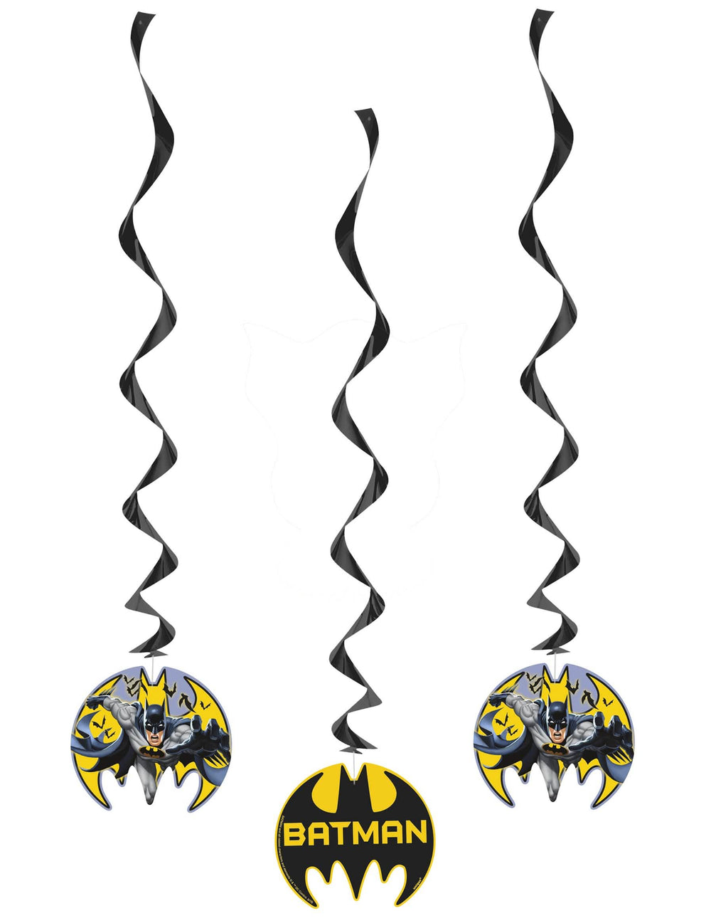 Závěsné spirálové dekorace Batman černé a žluté s medailony