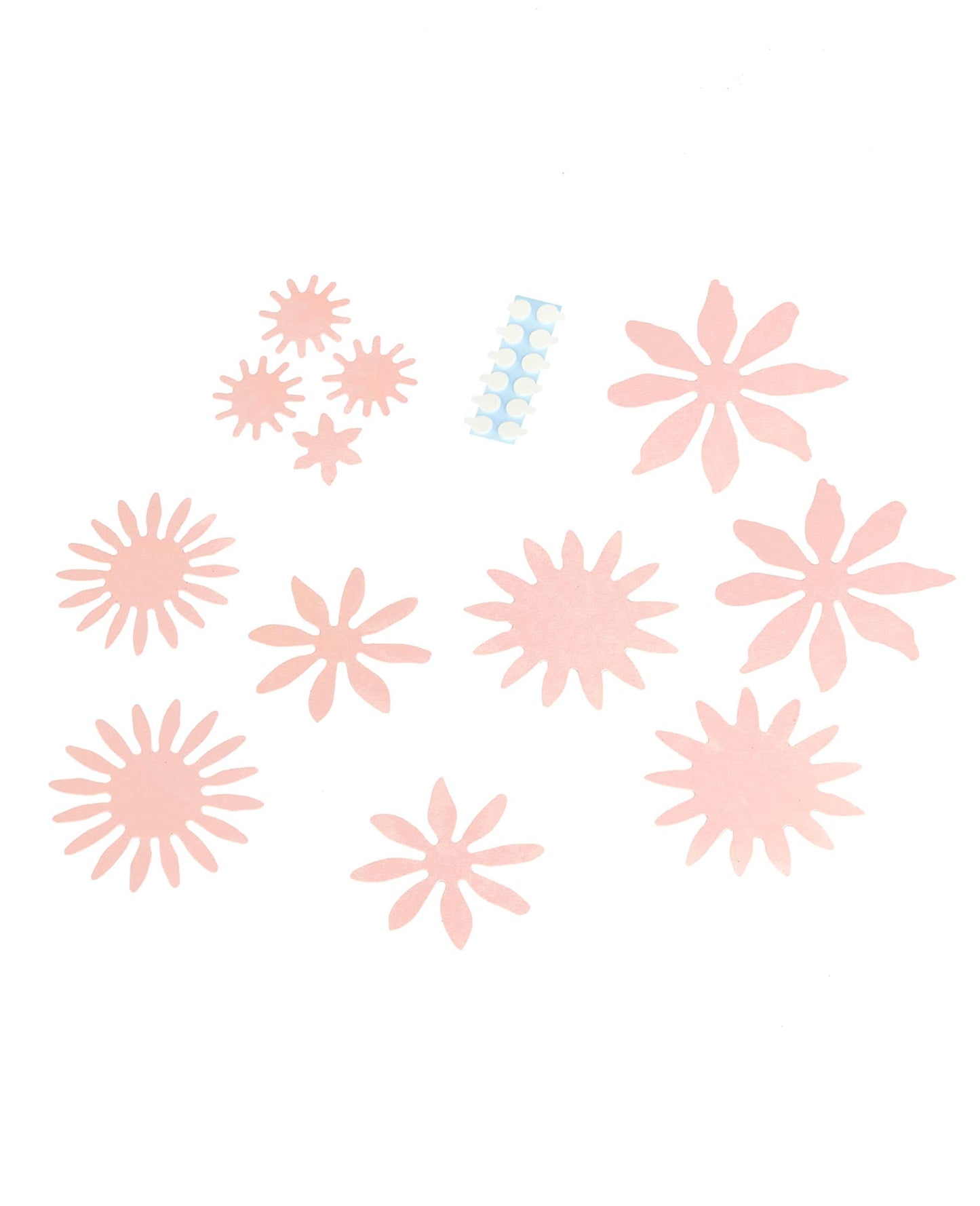 3 pudrově růžové 3D papírové květy 