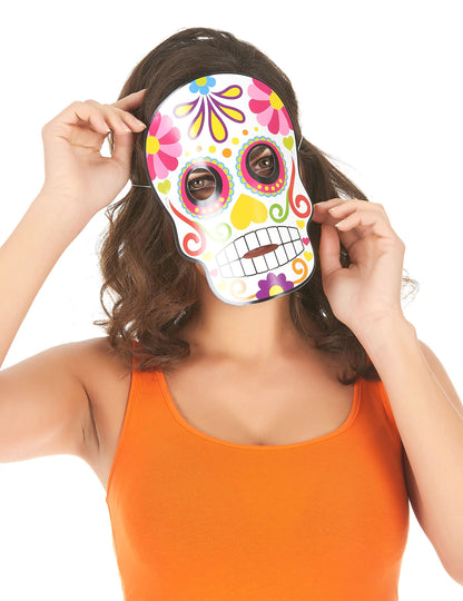 3 různé kartonové masky Dia de los muertos pro dospělé Halloween