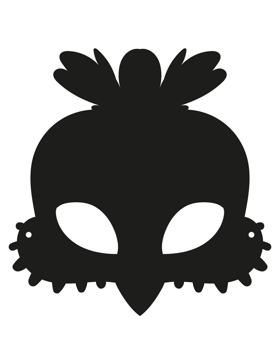 3 ploché kartonové masky na škrábání ptáků s gumičkami