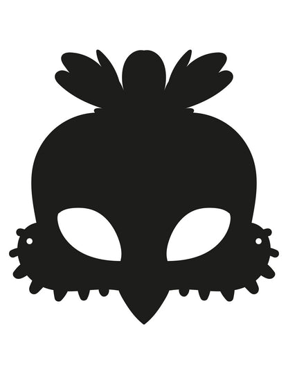 3 ploché kartonové masky na škrábání ptáků s gumičkami