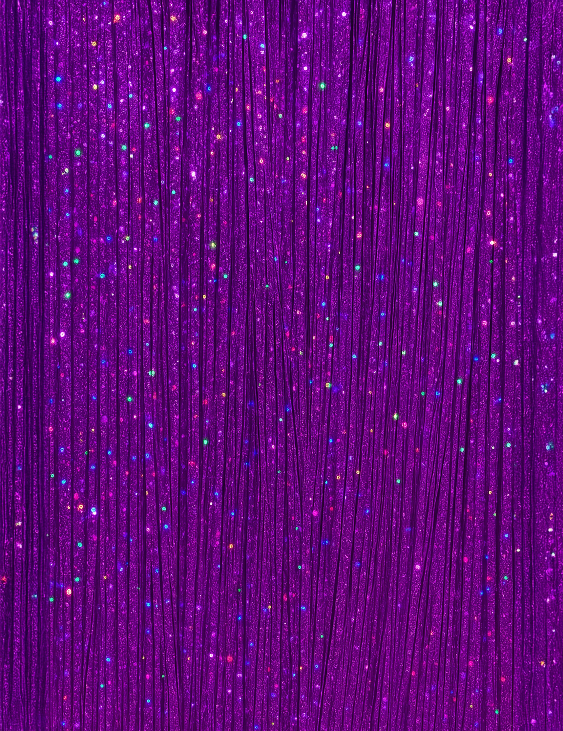 Gros plan sur les paillettes des 3 mèches brillantes pour femme violettes