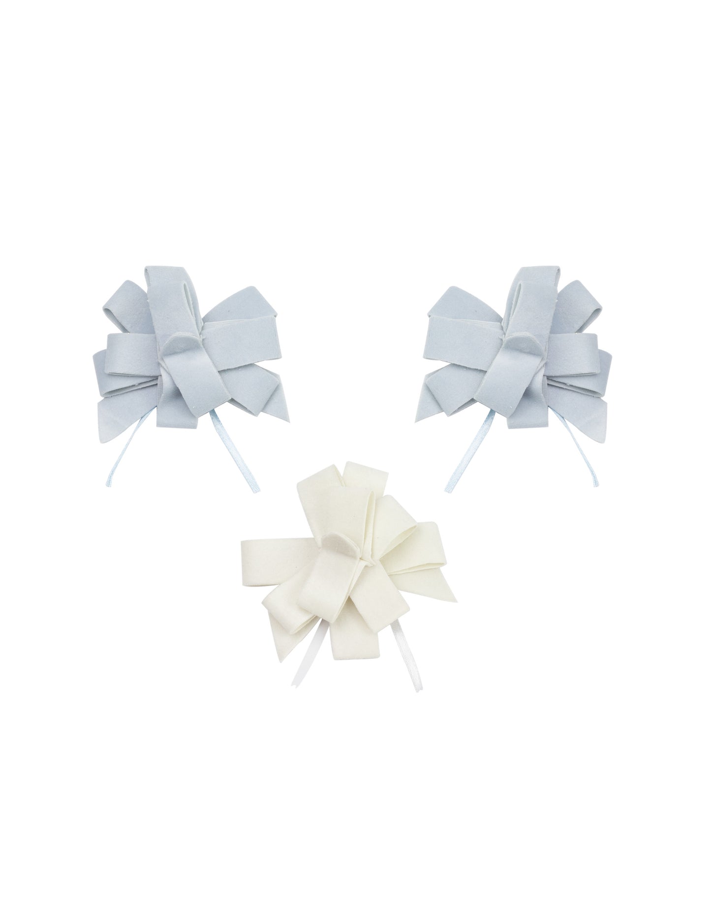 3 mašle k zatažení do nebe a bílý samet 9 cm výzdoba křtu