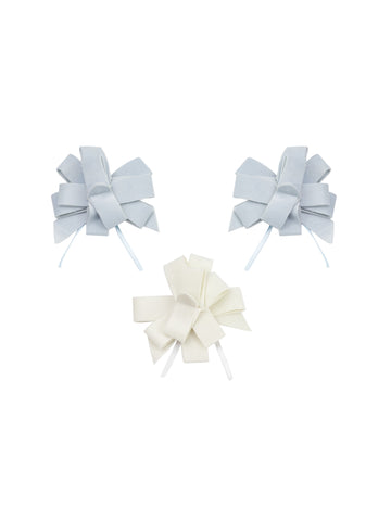 3 mašle k zatažení do nebe a bílý samet 9 cm výzdoba křtu