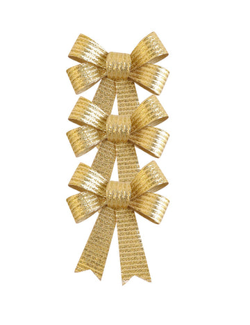 3 Třpytivé zlaté mašle 10 x 13 cm 