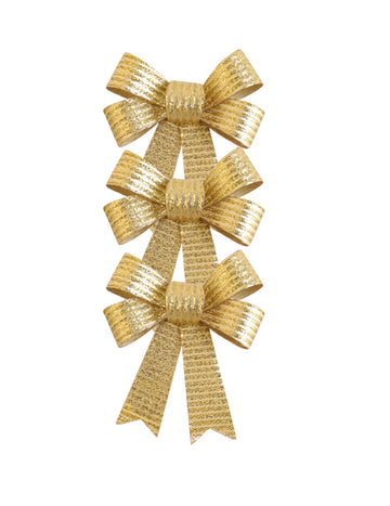 3 Třpytivé zlaté mašle 10 x 13 cm 