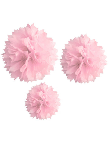 3 růžový papír pompoms 20, 30 a 40 cm