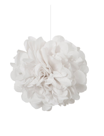 3 bílé papírové závěsné bambulky 22 cm na svatbu