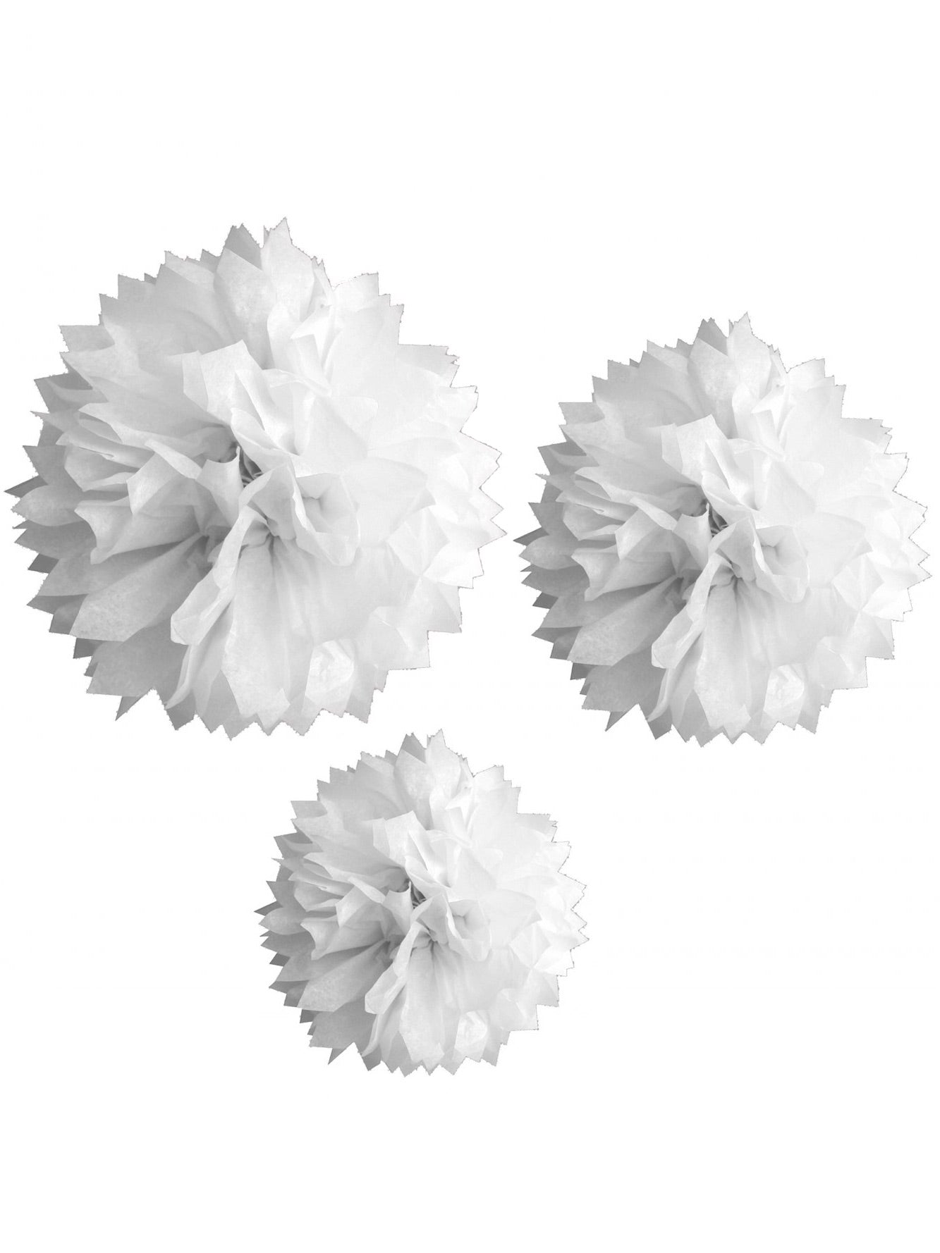 Lot de 3 pompons en papier blanc