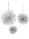 3 pompons tulle à suspendre pour mariage gris