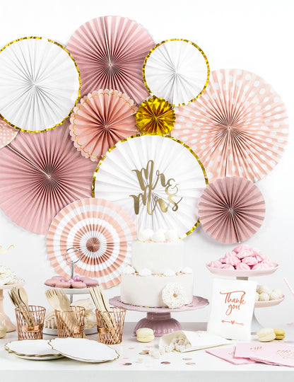 3 bílé a zlaté papírové rozety 40, 32 a 23 cm na ozdobu