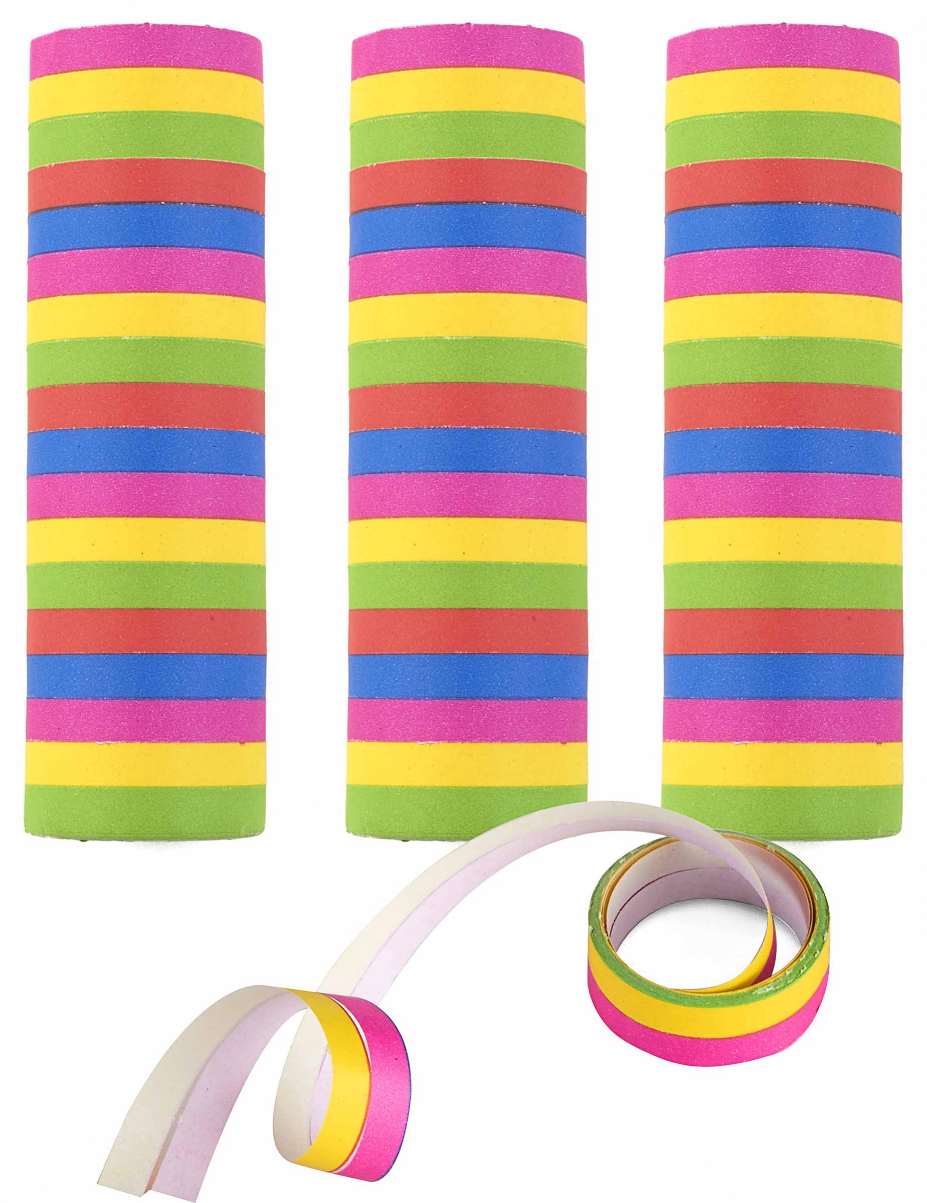 Serpentins multicolores pour fête lot de 3 rouleaux