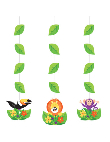 3 kartonové závěsy jungle safari 57 cm se zvířaty