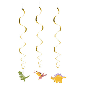 3 spirálové závěsy Dino Party 85 cm