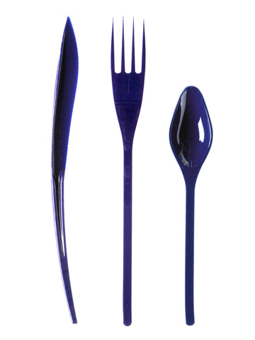 30 prémiových tmavě modrých plastových příborů 