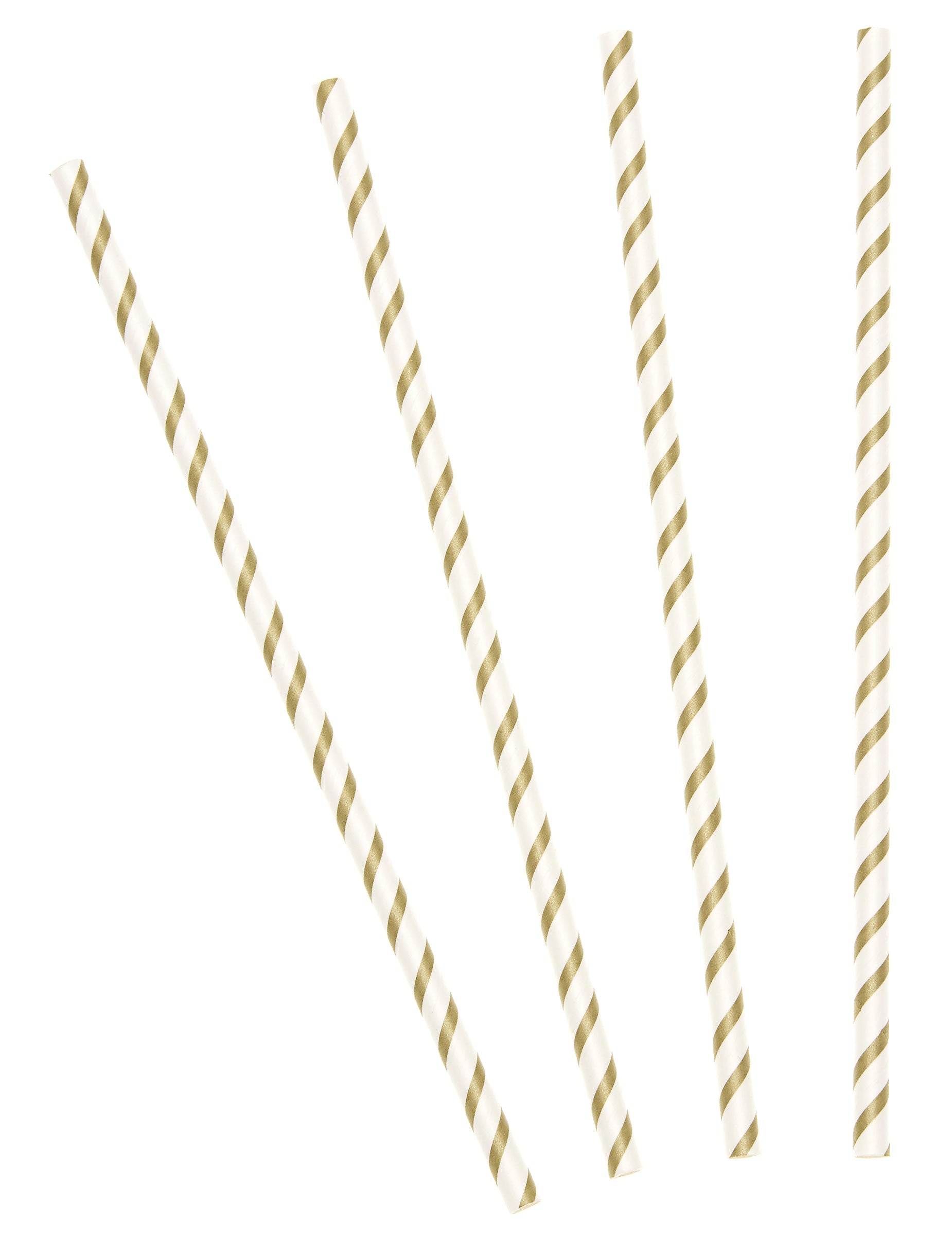 Pailles rayées en carton pour fête or