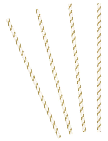 Pailles rayées en carton pour fête or