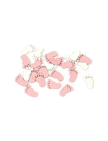 32 confettis de table pieds de bébé rose et blanc 10 g pour baby shower